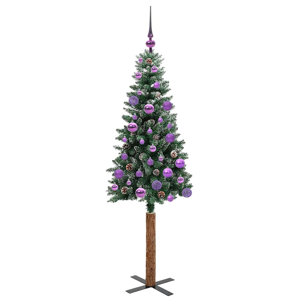 vidaXL Slim Christmas Tree Green 150 cm PVC and Solid Pine wood - 45113