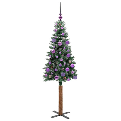 vidaXL Slim Christmas Tree Green 150 cm PVC and Solid Pine wood - 45113
