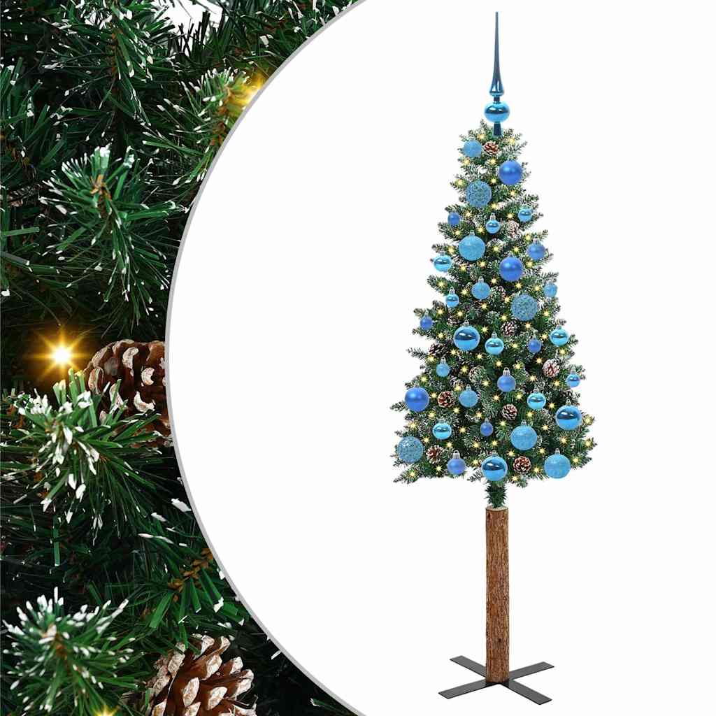 vidaXL Slim Christmas Tree Green 150 cm PVC and Solid Pine wood - 45114