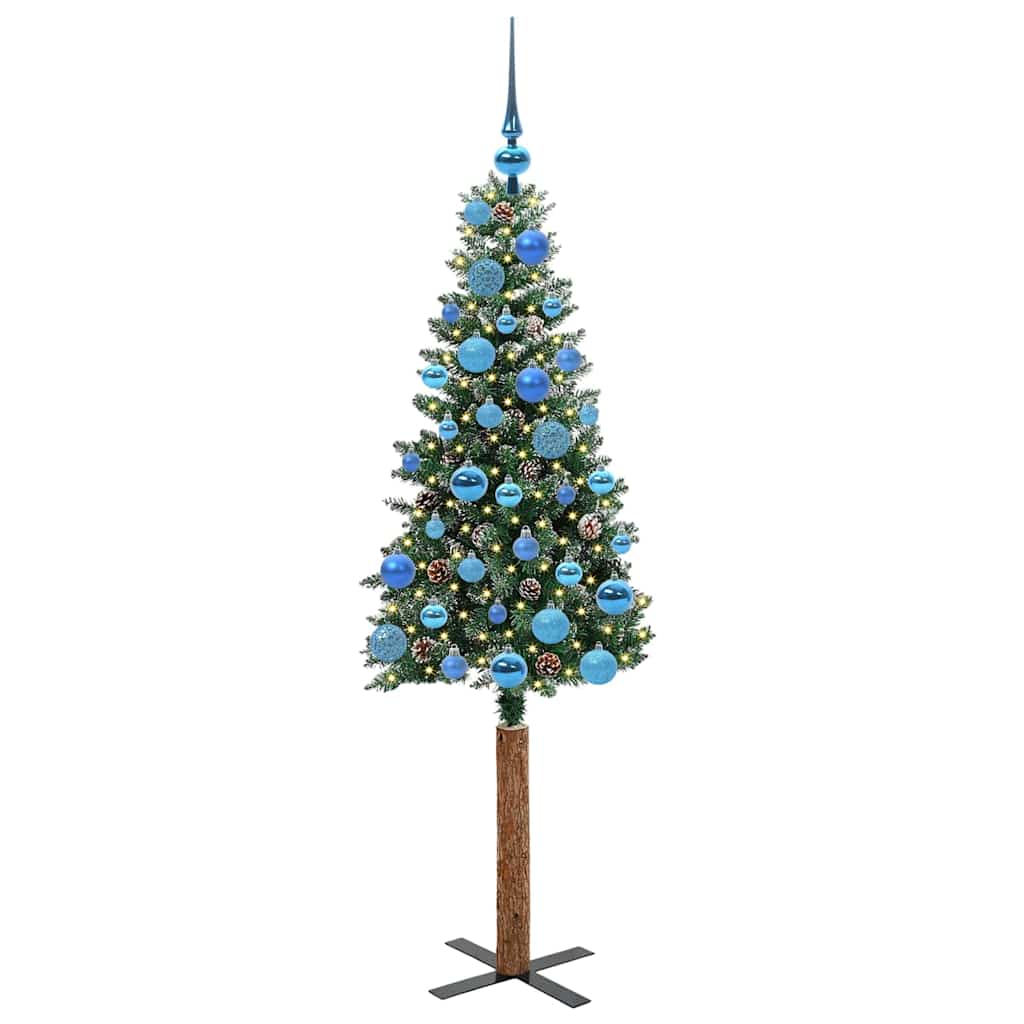 vidaXL Slim Christmas Tree Green 150 cm PVC and Solid Pine wood - 45114