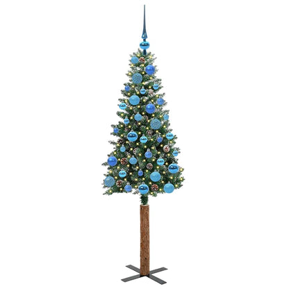 vidaXL Slim Christmas Tree Green 150 cm PVC and Solid Pine wood - 45114