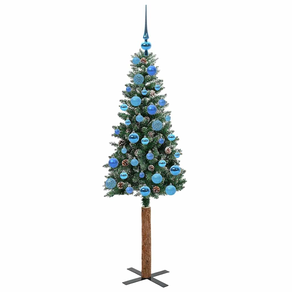 vidaXL Slim Christmas Tree Green 150 cm PVC and Solid Pine wood - 45114