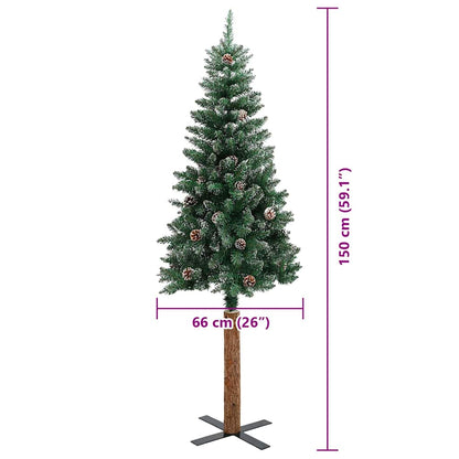 vidaXL Slim Christmas Tree Green 150 cm PVC and Solid Pine wood - 45114