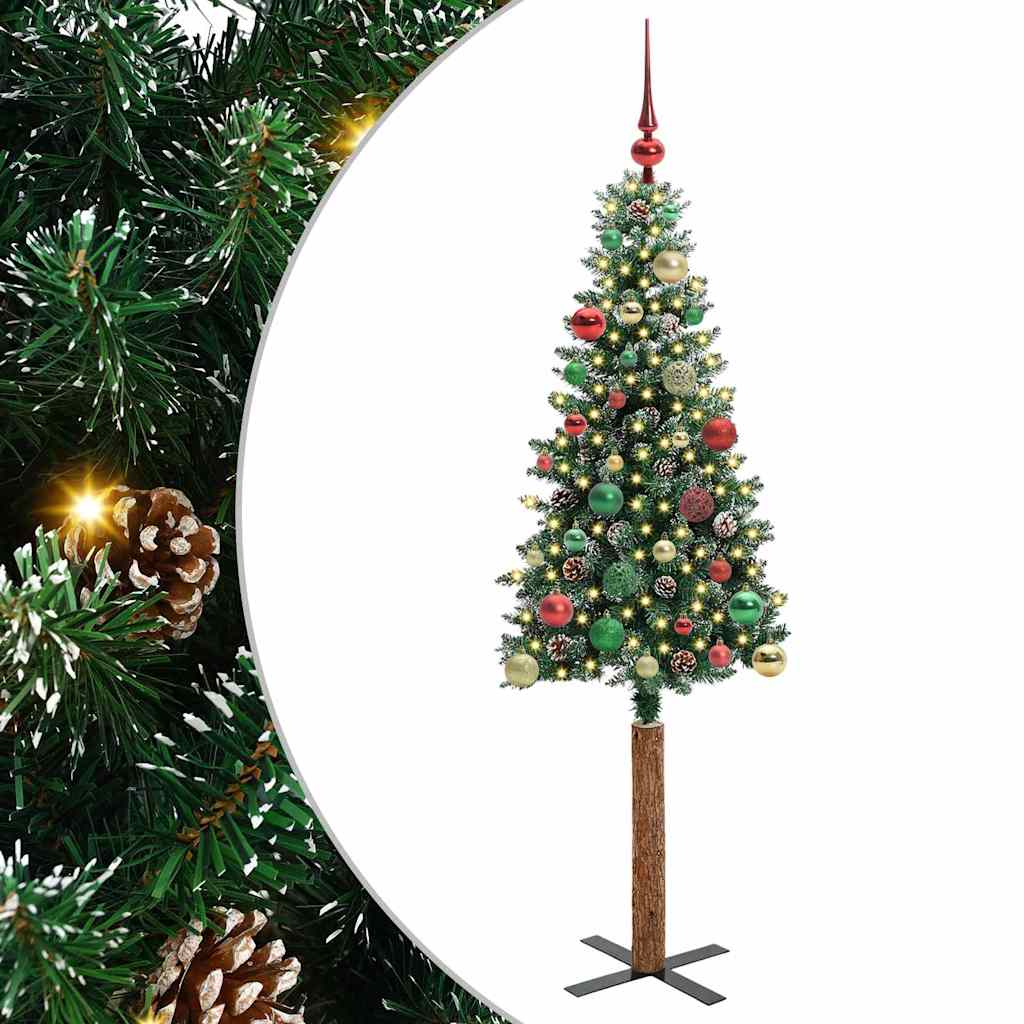 vidaXL Slim Christmas Tree Green 150 cm PVC and Solid Pine wood - 45117