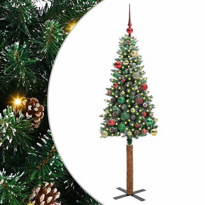 vidaXL Slim Christmas Tree Green 150 cm PVC and Solid Pine wood - 45117