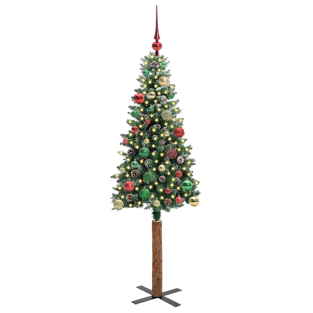 vidaXL Slim Christmas Tree Green 150 cm PVC and Solid Pine wood - 45117
