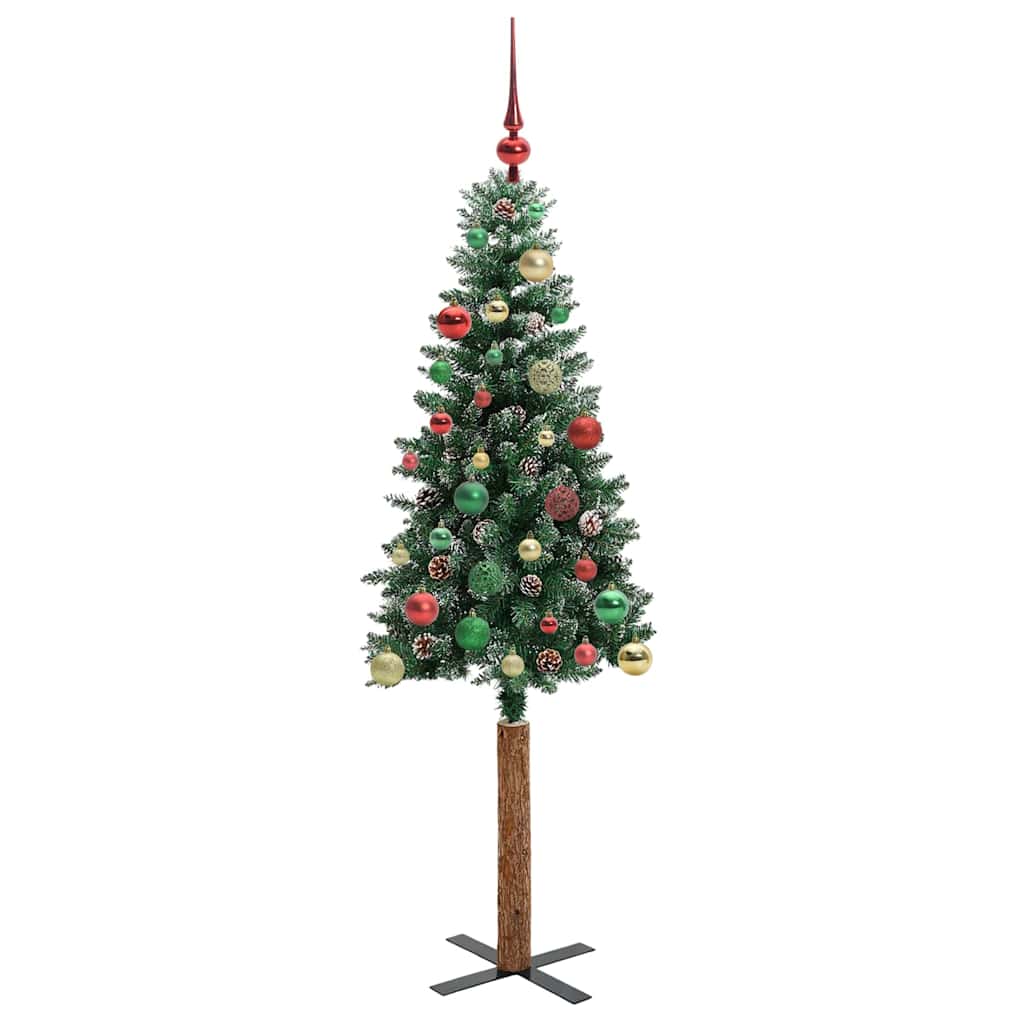 vidaXL Slim Christmas Tree Green 150 cm PVC and Solid Pine wood - 45117