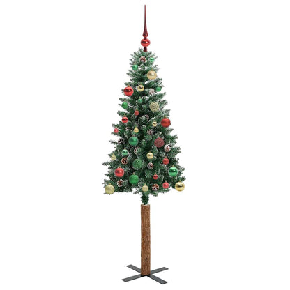 vidaXL Slim Christmas Tree Green 150 cm PVC and Solid Pine wood - 45117