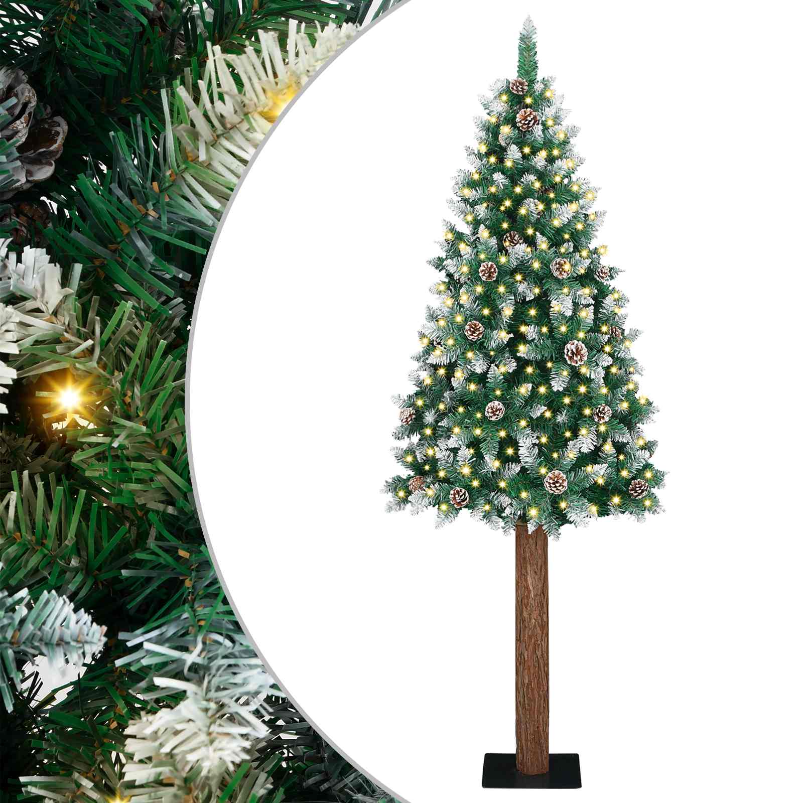 vidaXL Slim Christmas Tree Green 180 cm PVC and Solid Pine wood - 45121
