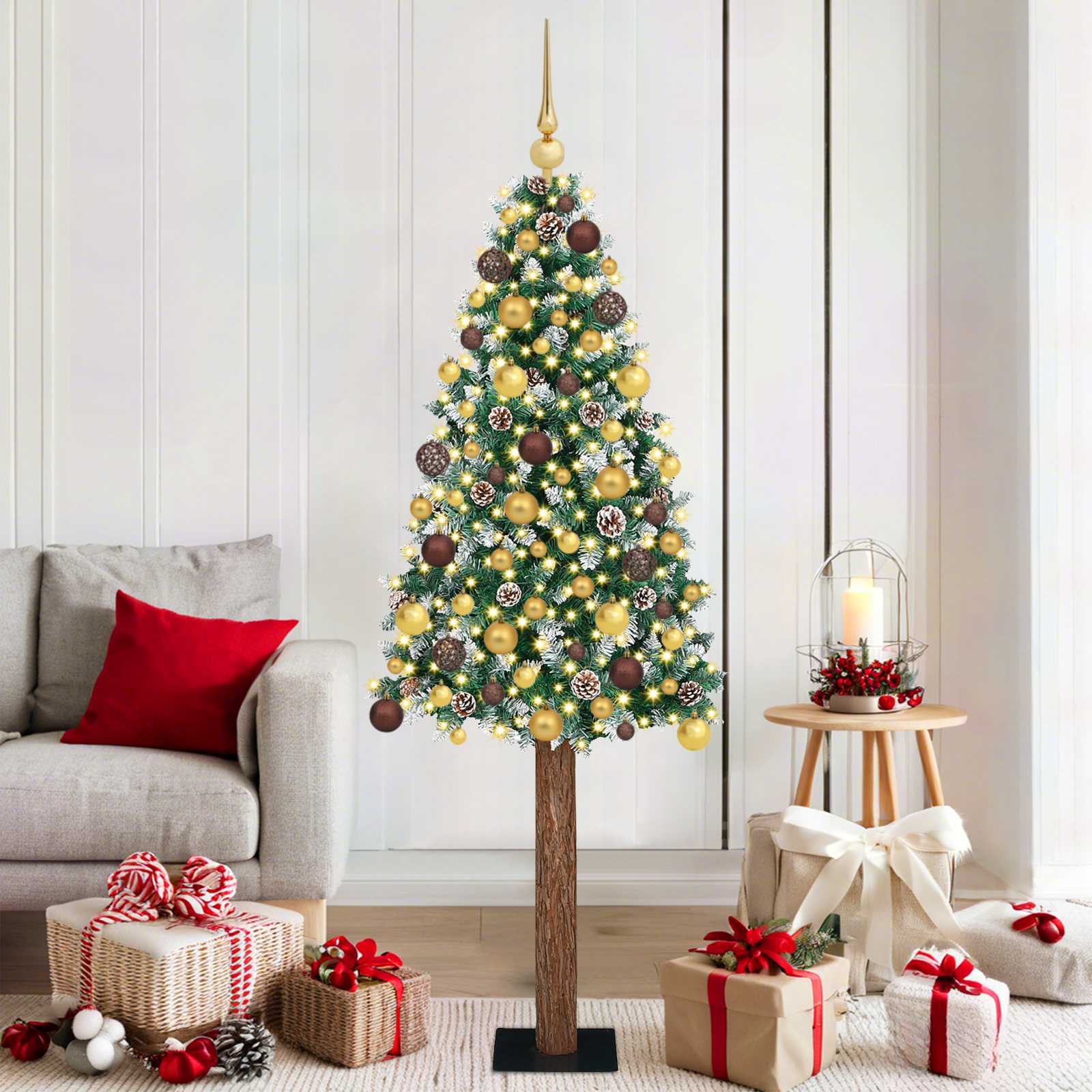 vidaXL Slim Christmas Tree Green 180 cm PVC and Solid Pine wood - 45134
