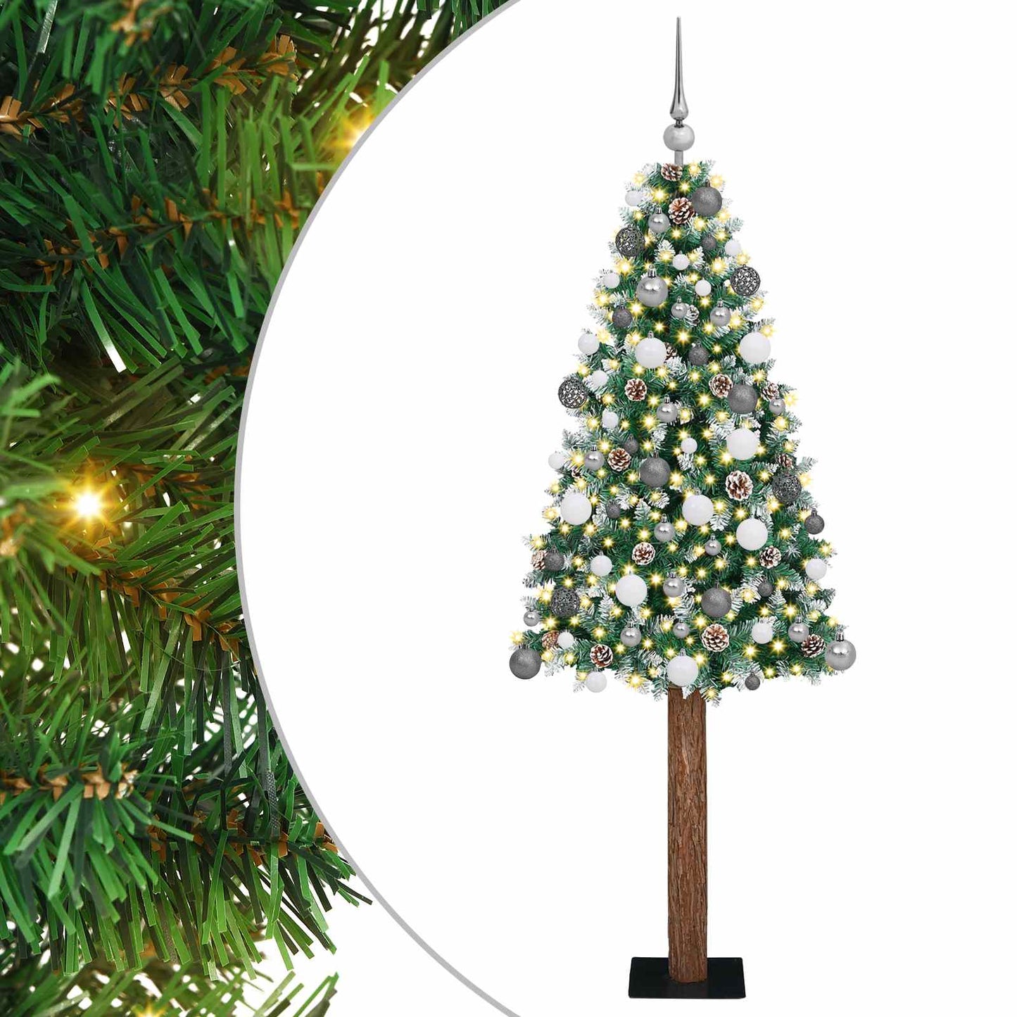 vidaXL Slim Christmas Tree Green 180 cm PVC and Solid Pine wood - 45141
