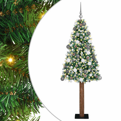 vidaXL Slim Christmas Tree Green 180 cm PVC and Solid Pine wood - 45141