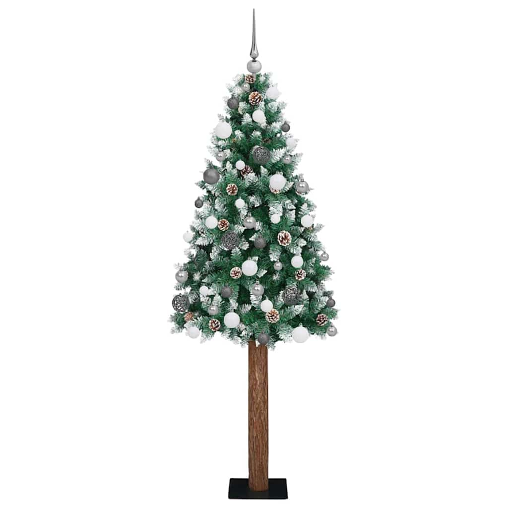 vidaXL Slim Christmas Tree Green 180 cm PVC and Solid Pine wood - 45141