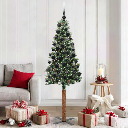 vidaXL Slim Christmas Tree Green 180 cm PVC and Solid Pine wood - 45143