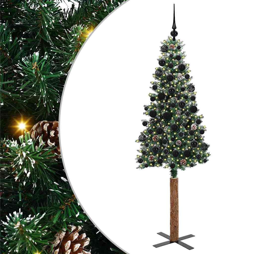 vidaXL Slim Christmas Tree Green 180 cm PVC and Solid Pine wood - 45143