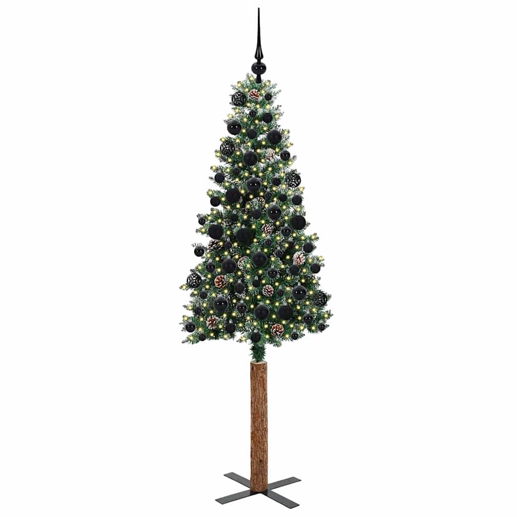vidaXL Slim Christmas Tree Green 180 cm PVC and Solid Pine wood - 45143