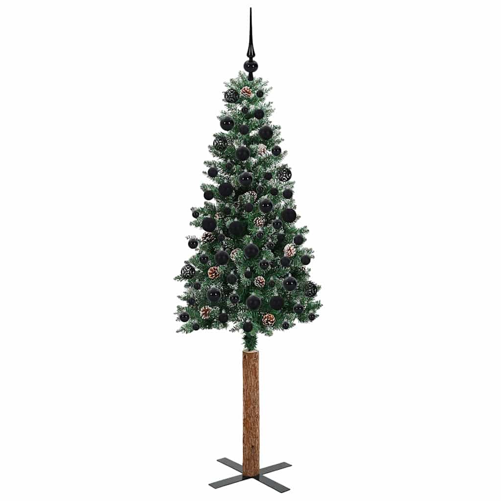 vidaXL Slim Christmas Tree Green 180 cm PVC and Solid Pine wood - 45143