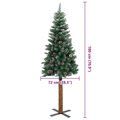 vidaXL Slim Christmas Tree Green 180 cm PVC and Solid Pine wood - 45143
