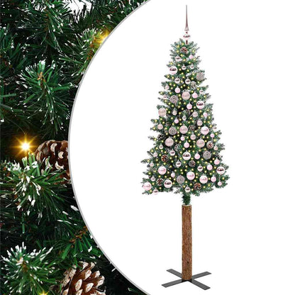 vidaXL Slim Christmas Tree Green 180 cm PVC and Solid Pine wood - 45144