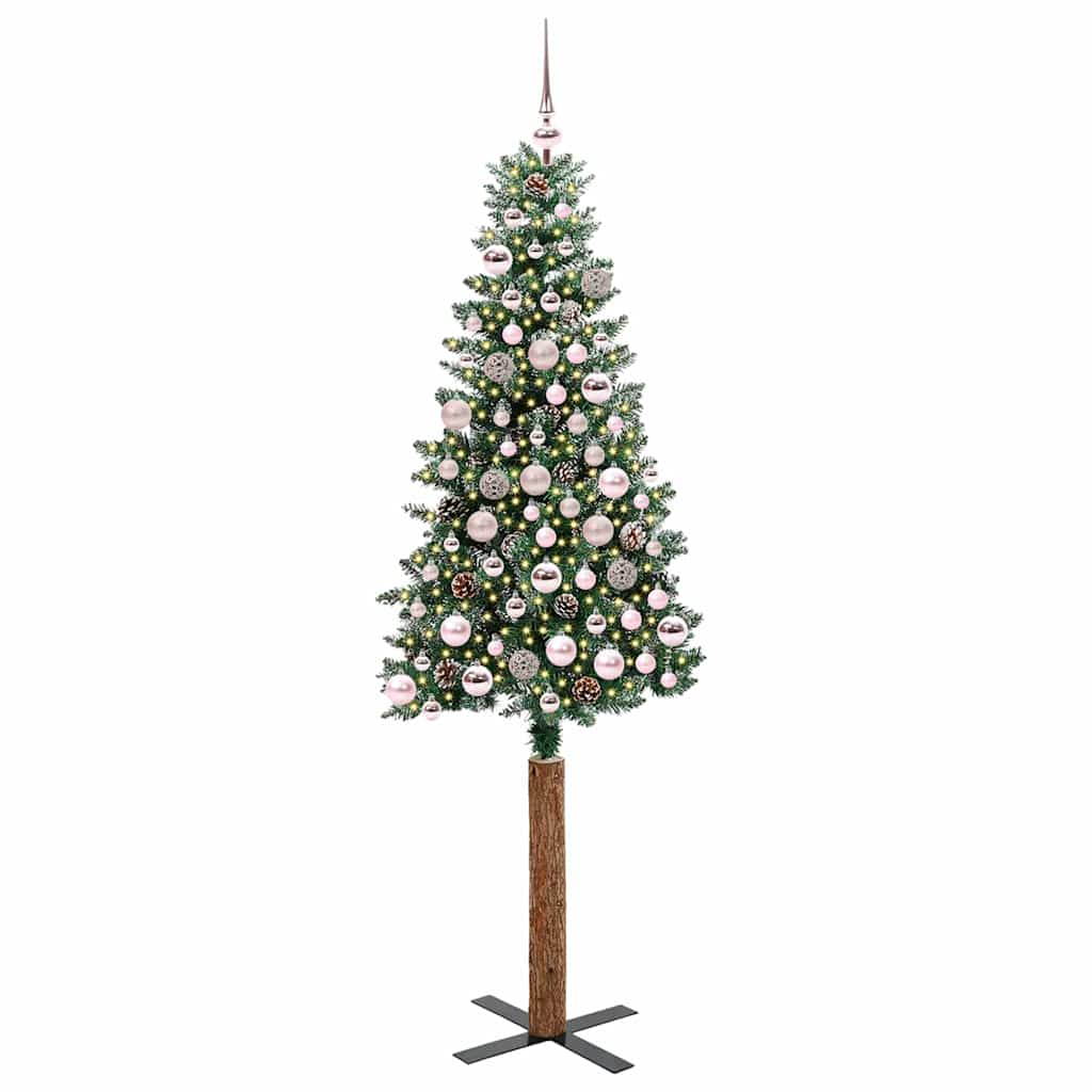 vidaXL Slim Christmas Tree Green 180 cm PVC and Solid Pine wood - 45144