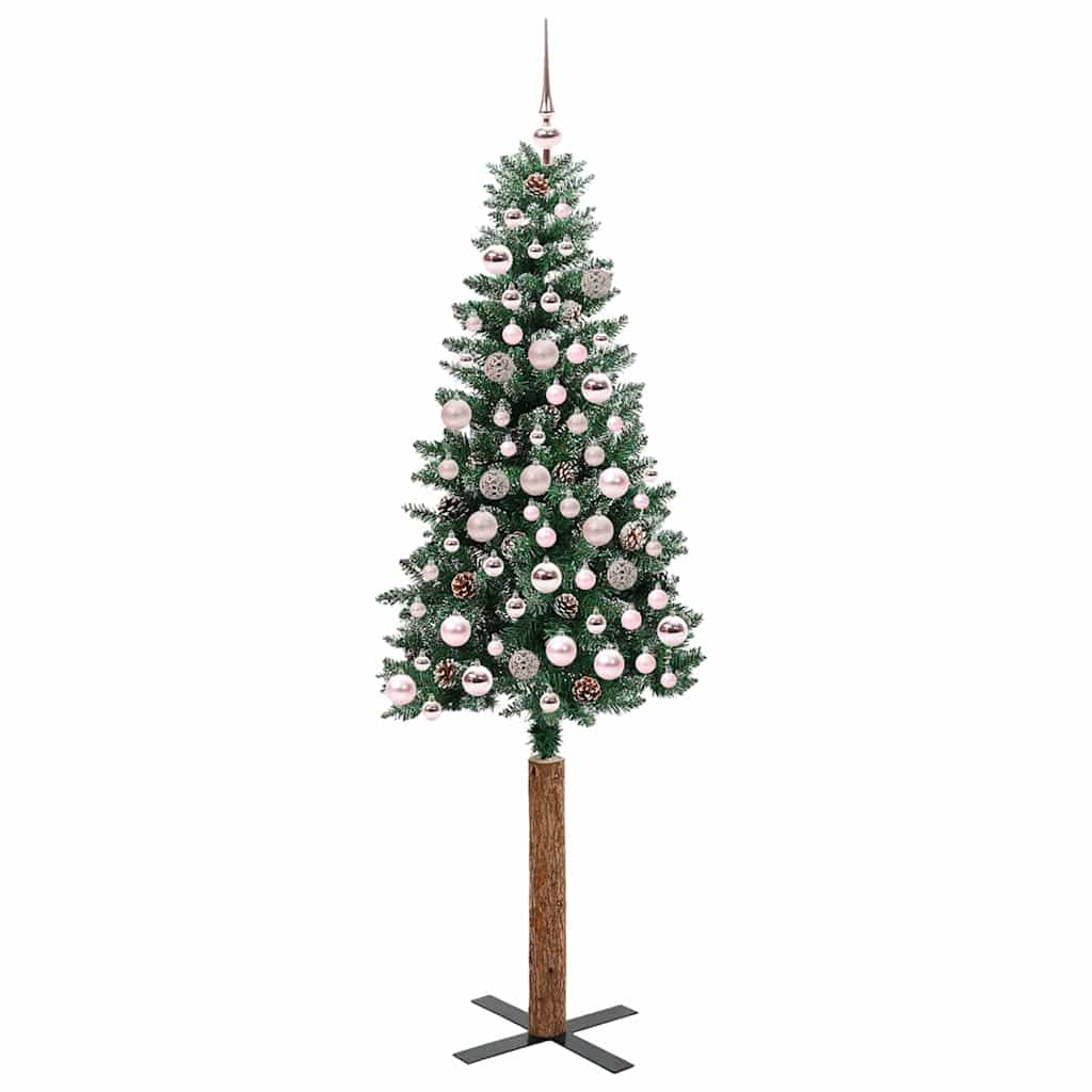 vidaXL Slim Christmas Tree Green 180 cm PVC and Solid Pine wood - 45144