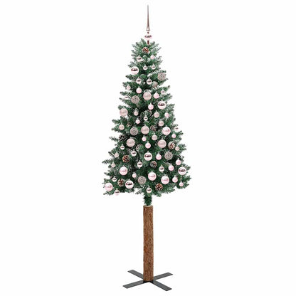 vidaXL Slim Christmas Tree Green 180 cm PVC and Solid Pine wood - 45144