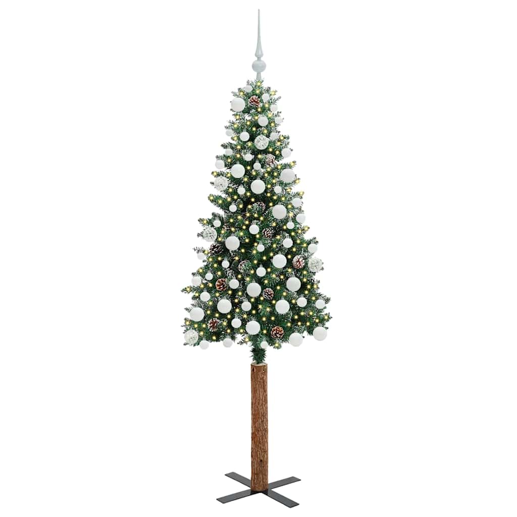 vidaXL Slim Christmas Tree Green 180 cm PVC and Solid Pine wood - 45145