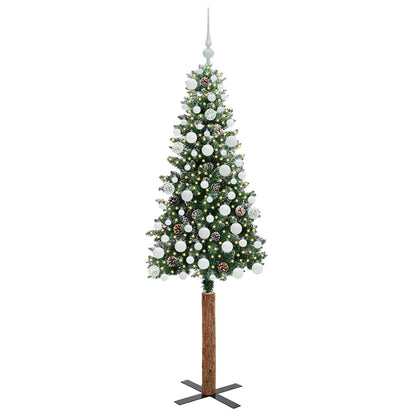 vidaXL Slim Christmas Tree Green 180 cm PVC and Solid Pine wood - 45145