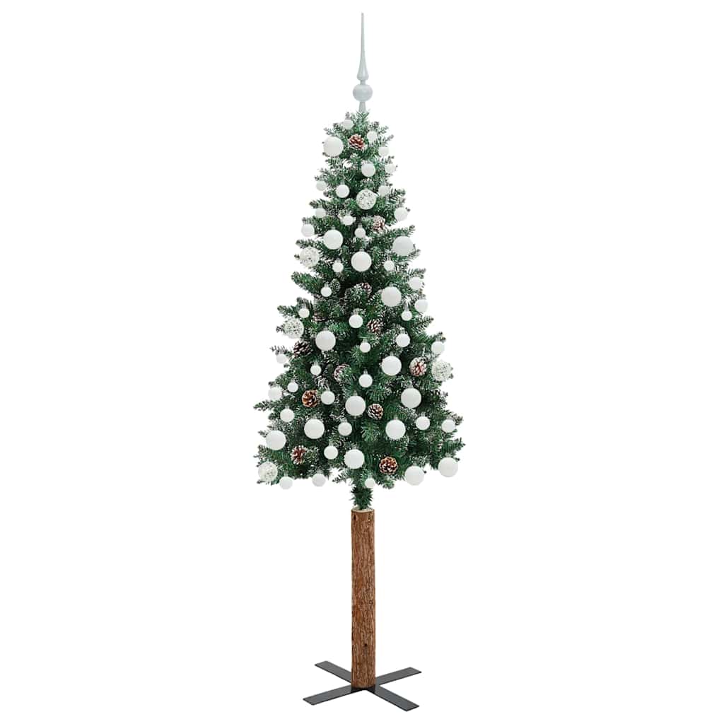 vidaXL Slim Christmas Tree Green 180 cm PVC and Solid Pine wood - 45145