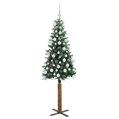 vidaXL Slim Christmas Tree Green 180 cm PVC and Solid Pine wood - 45145