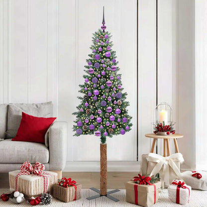 vidaXL Slim Christmas Tree Green 180 cm PVC and Solid Pine wood - 45148
