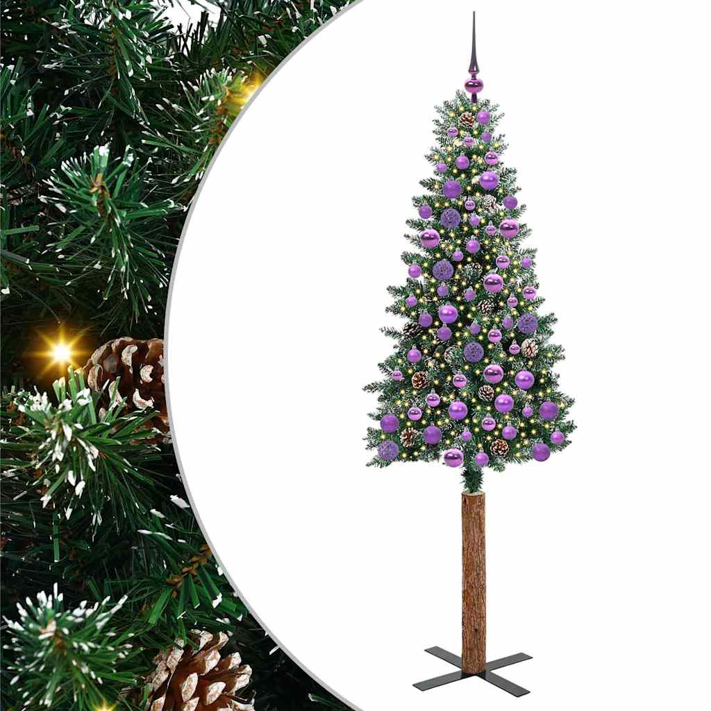 vidaXL Slim Christmas Tree Green 180 cm PVC and Solid Pine wood - 45148