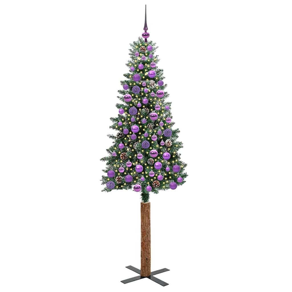 vidaXL Slim Christmas Tree Green 180 cm PVC and Solid Pine wood - 45148