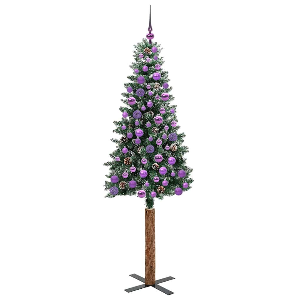 vidaXL Slim Christmas Tree Green 180 cm PVC and Solid Pine wood - 45148