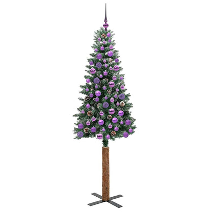 vidaXL Slim Christmas Tree Green 180 cm PVC and Solid Pine wood - 45148