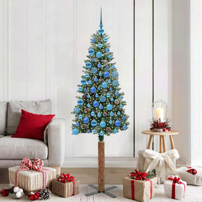 vidaXL Slim Christmas Tree Green 180 cm PVC and Solid Pine wood - 45159