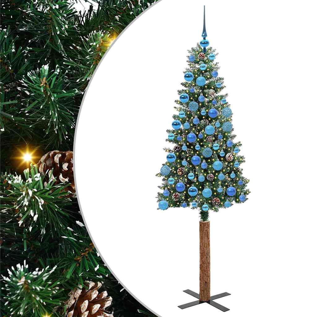 vidaXL Slim Christmas Tree Green 180 cm PVC and Solid Pine wood - 45159
