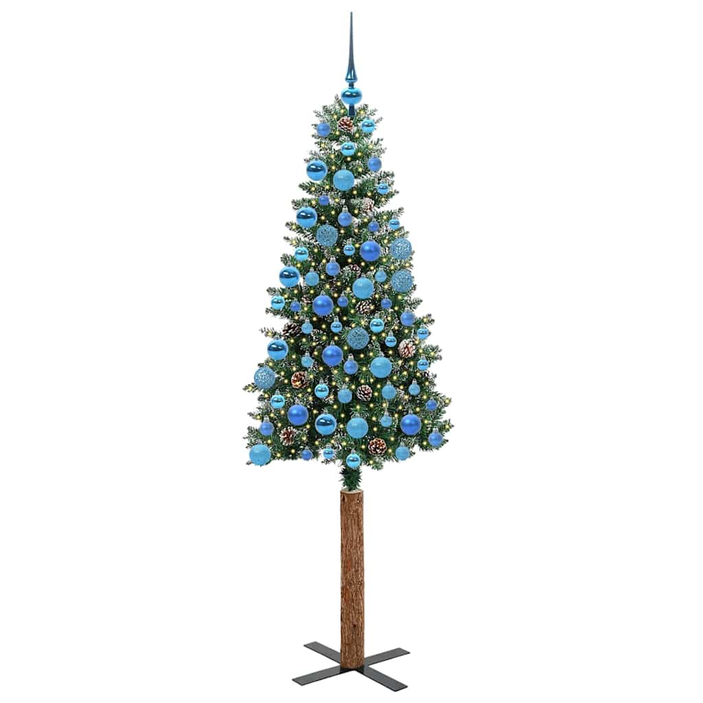 vidaXL Slim Christmas Tree Green 180 cm PVC and Solid Pine wood - 45159