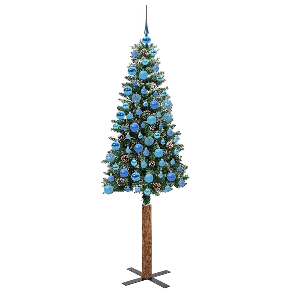 vidaXL Slim Christmas Tree Green 180 cm PVC and Solid Pine wood - 45159