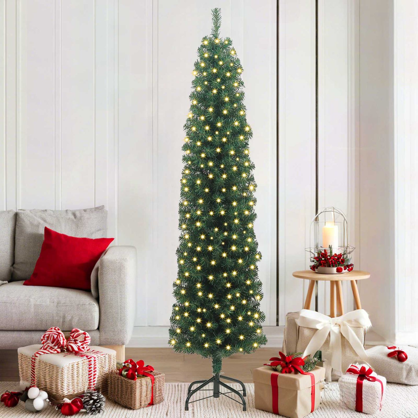 vidaXL Artificial Christmas Tree with 300 LEDs with Stand Green 180 cm - 45292
