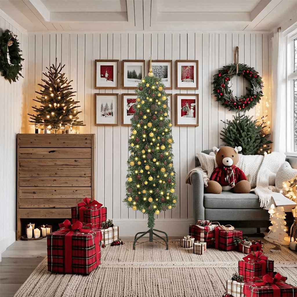 vidaXL Artificial Christmas Tree with 300 LEDs with Stand Green 180 cm - 45294