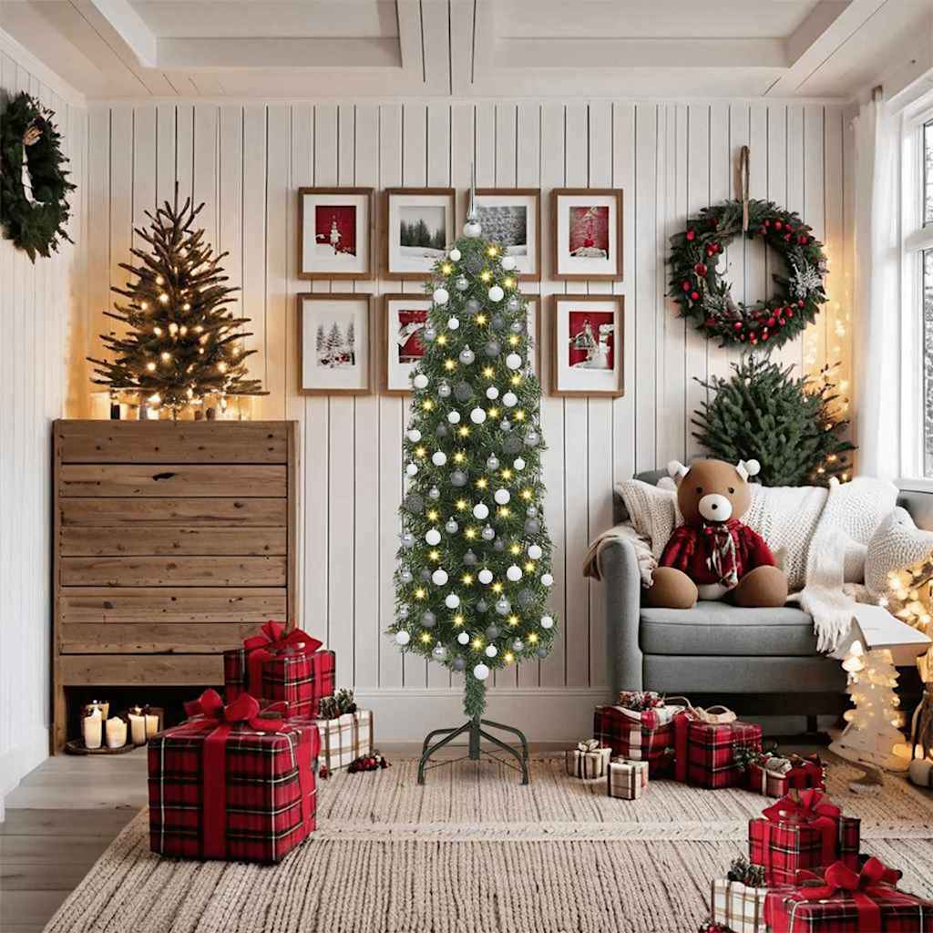 vidaXL Artificial Christmas Tree with 300 LEDs with Stand Green 180 cm - 45299