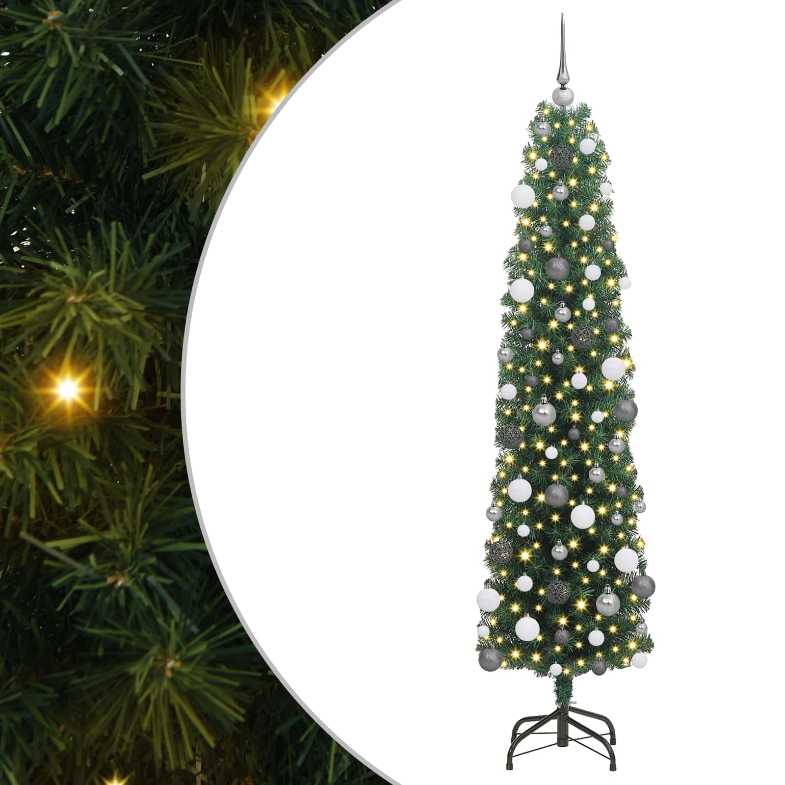 vidaXL Artificial Christmas Tree with 300 LEDs with Stand Green 180 cm - 45299