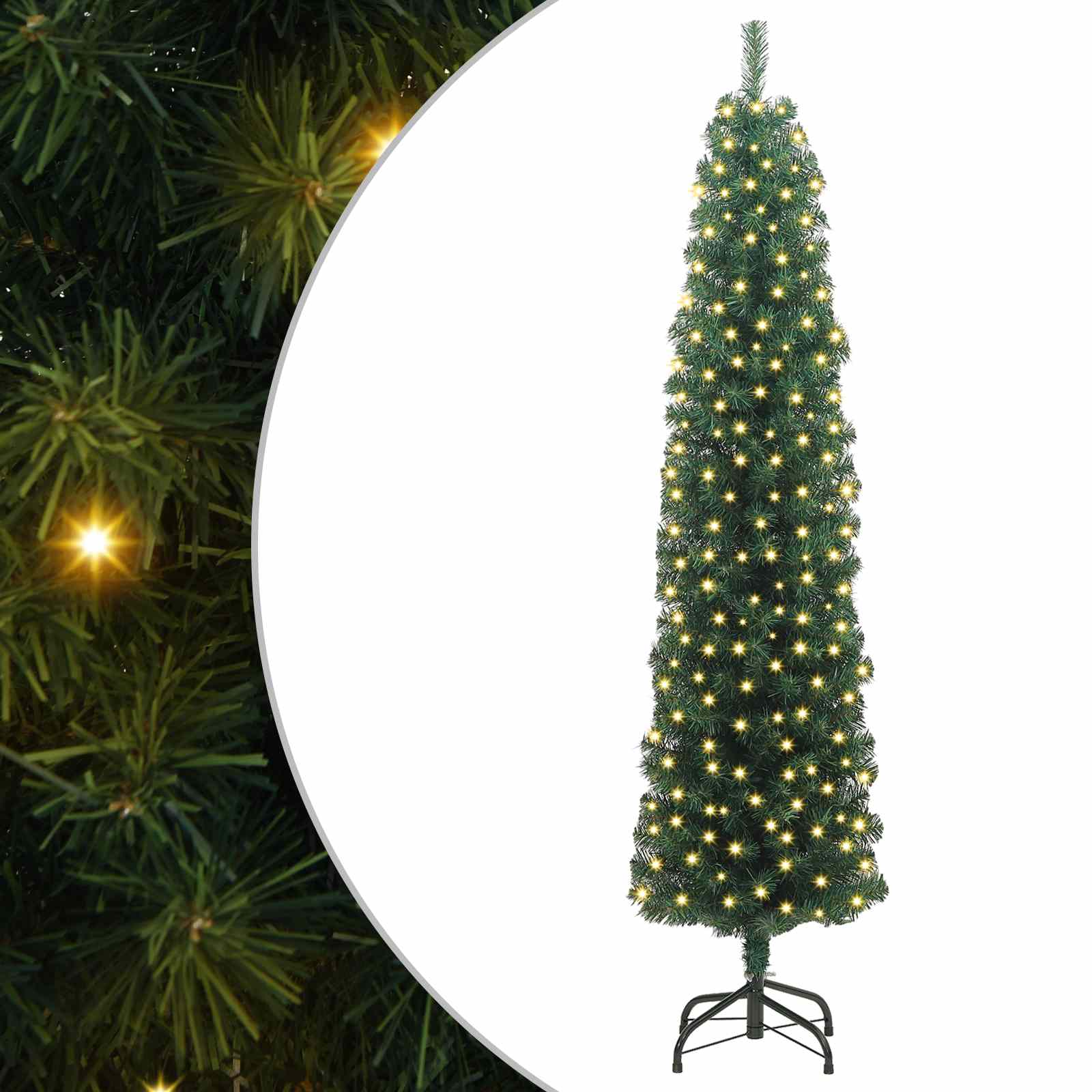 vidaXL Artificial Christmas Tree with 300 LEDs with Stand Green 240 cm - 45342