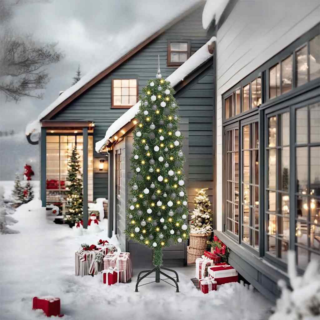 vidaXL Artificial Christmas Tree with 300 LEDs with Stand Green 240 cm - 45344