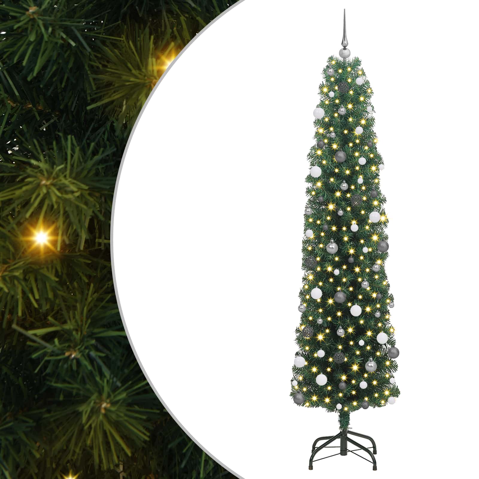 vidaXL Artificial Christmas Tree with 300 LEDs with Stand Green 240 cm - 45344