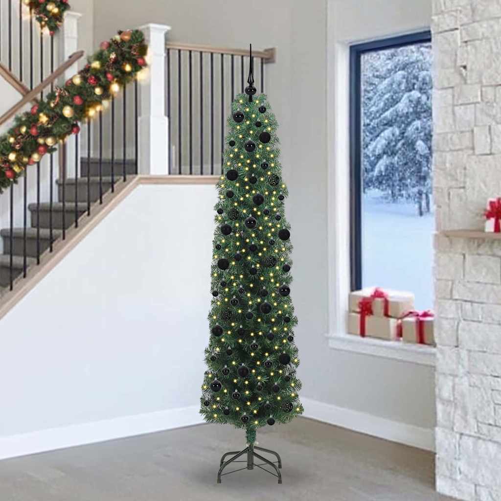 vidaXL Artificial Christmas Tree with 300 LEDs with Stand Green 240 cm - 45347