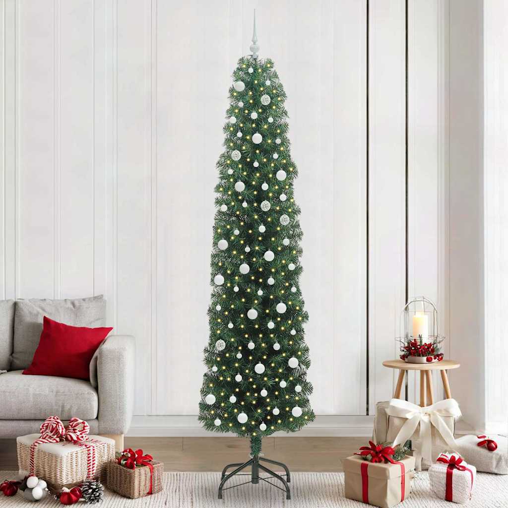 vidaXL Artificial Christmas Tree with 300 LEDs with Stand Green 240 cm - 45365