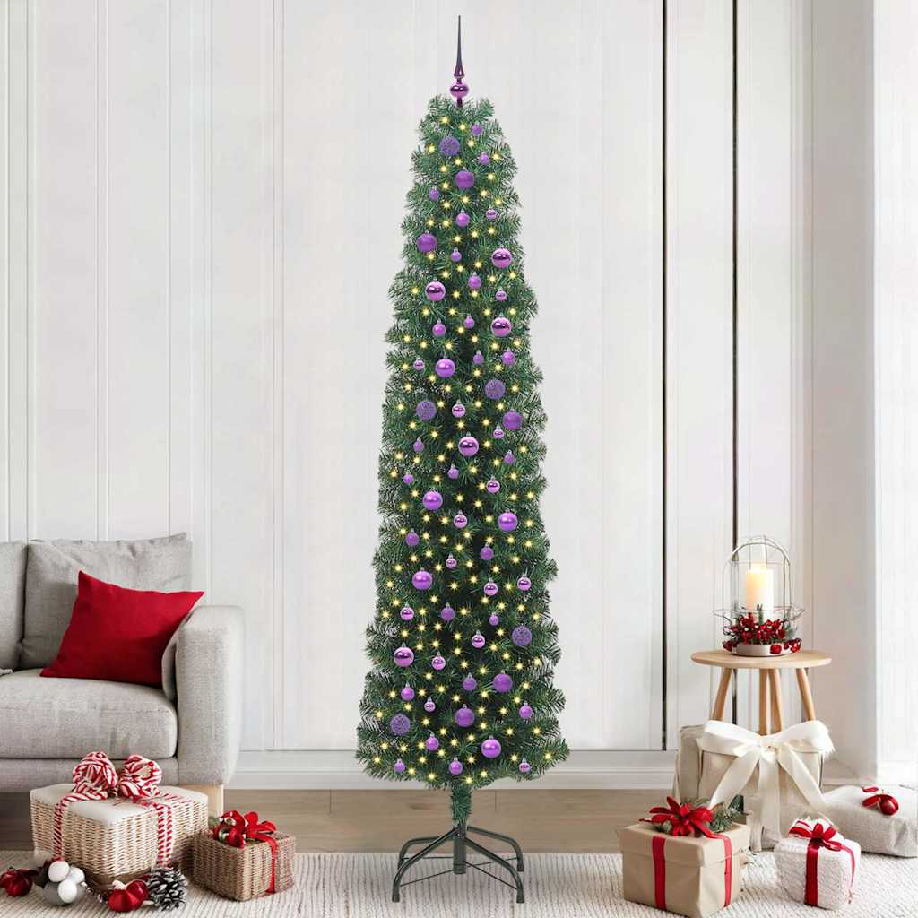 vidaXL Artificial Christmas Tree with 300 LEDs with Stand Green 240 cm - 45376