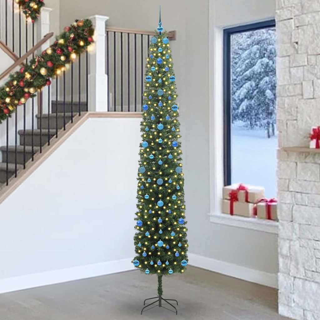 vidaXL Artificial Christmas Tree with 300 LEDs with Stand Green 270 cm - 45401